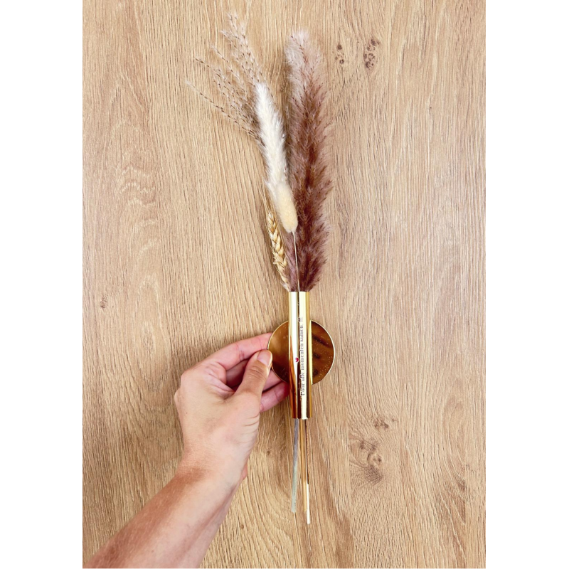 Gouden magneetvaas met droogbloemen